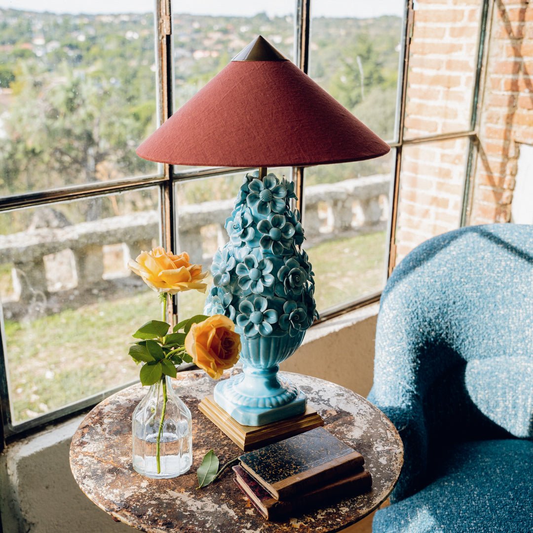 Manises Flora Sky Blue Lamp