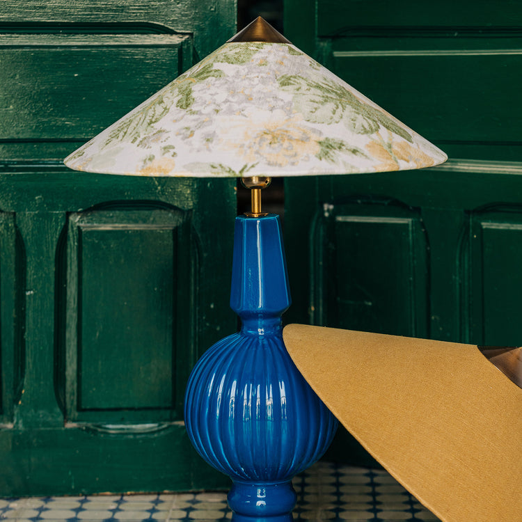 Lámpara de Manises Art Decó Azul Verdoso