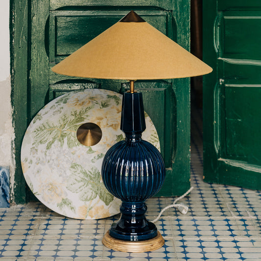 Lámpara de Manises Art Decó Azul Noche