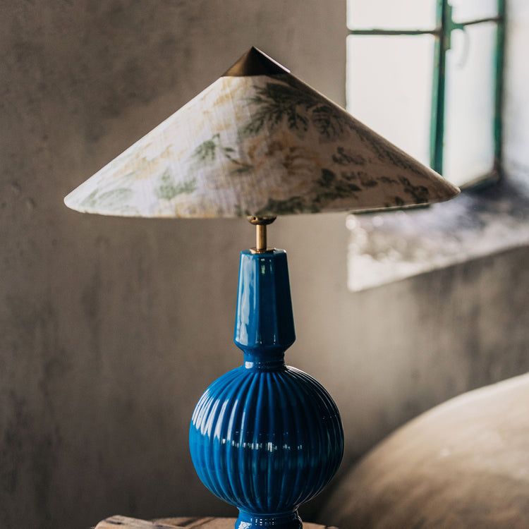 Lámpara de Manises Art Decó Azul Verdoso