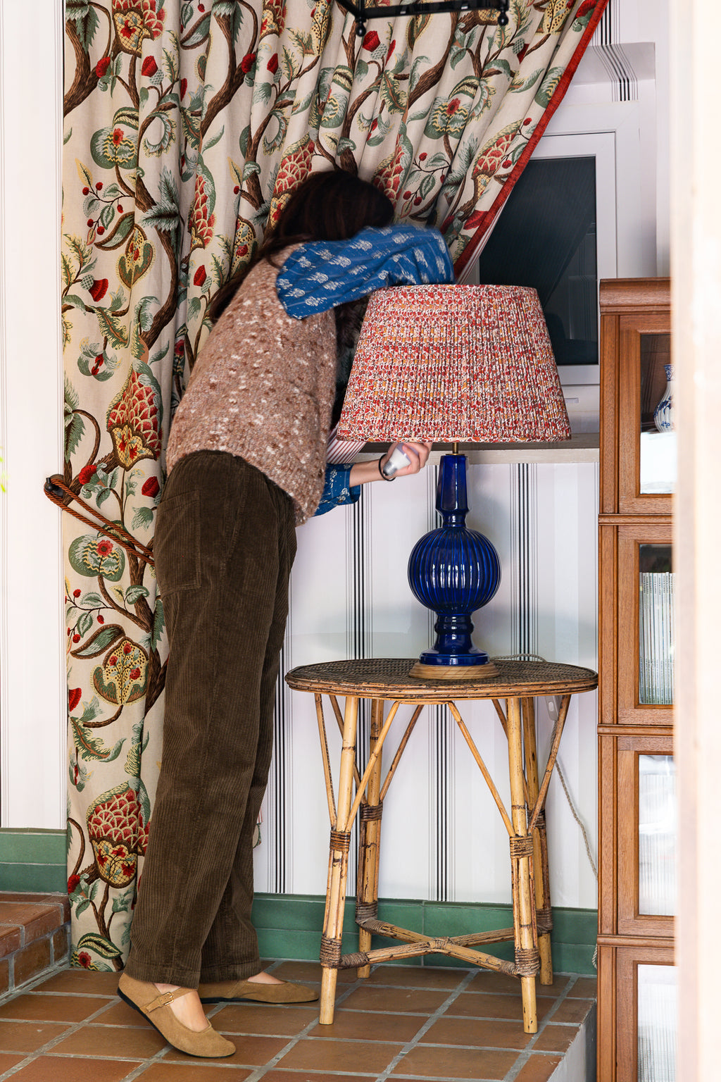 Lámpara de Manises Art Deco Azul Cobalto