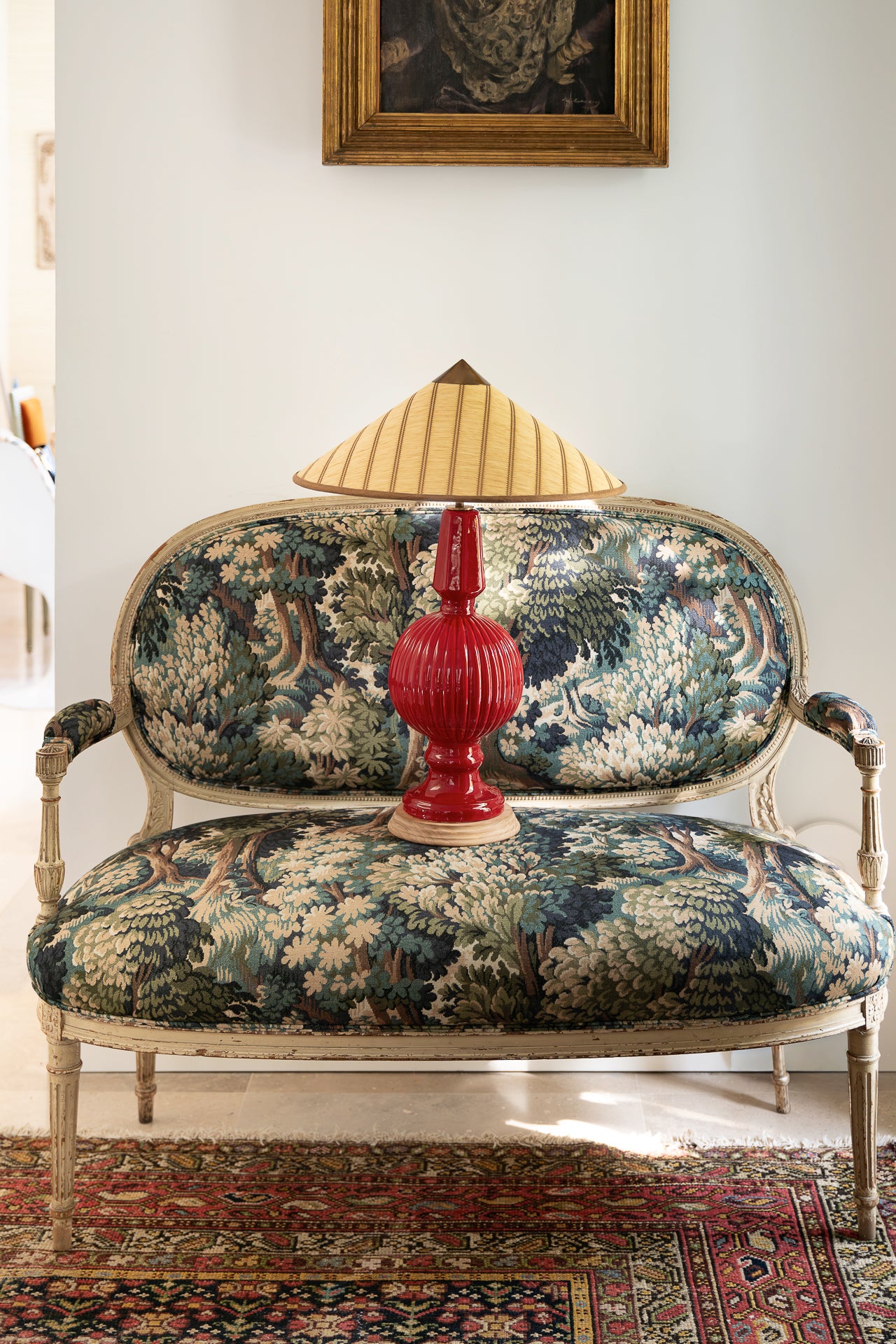 Lámpara de Manises Art Deco Rojo Bermellón