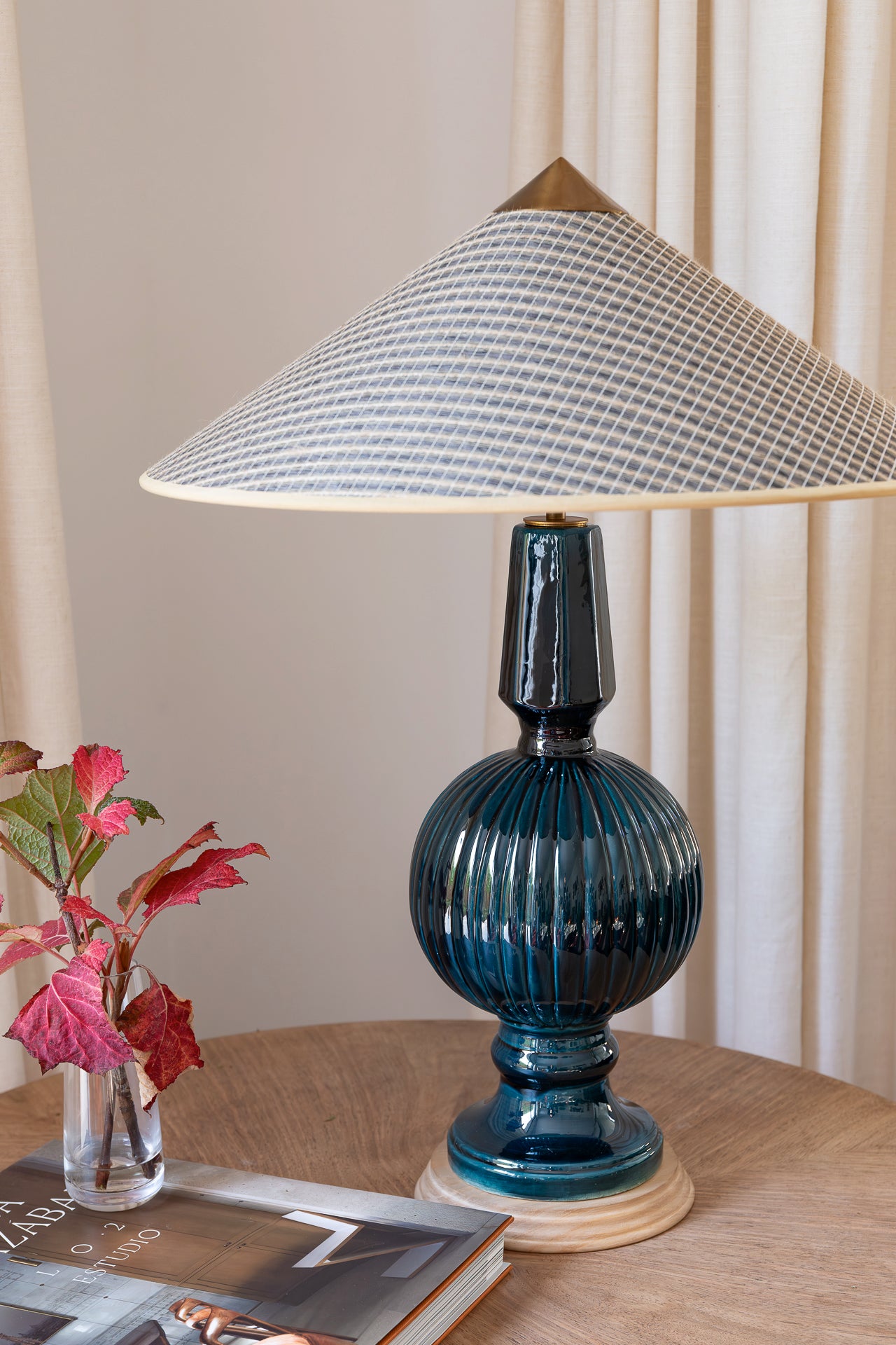 Lámpara de Manises Art Deco Azul Noche