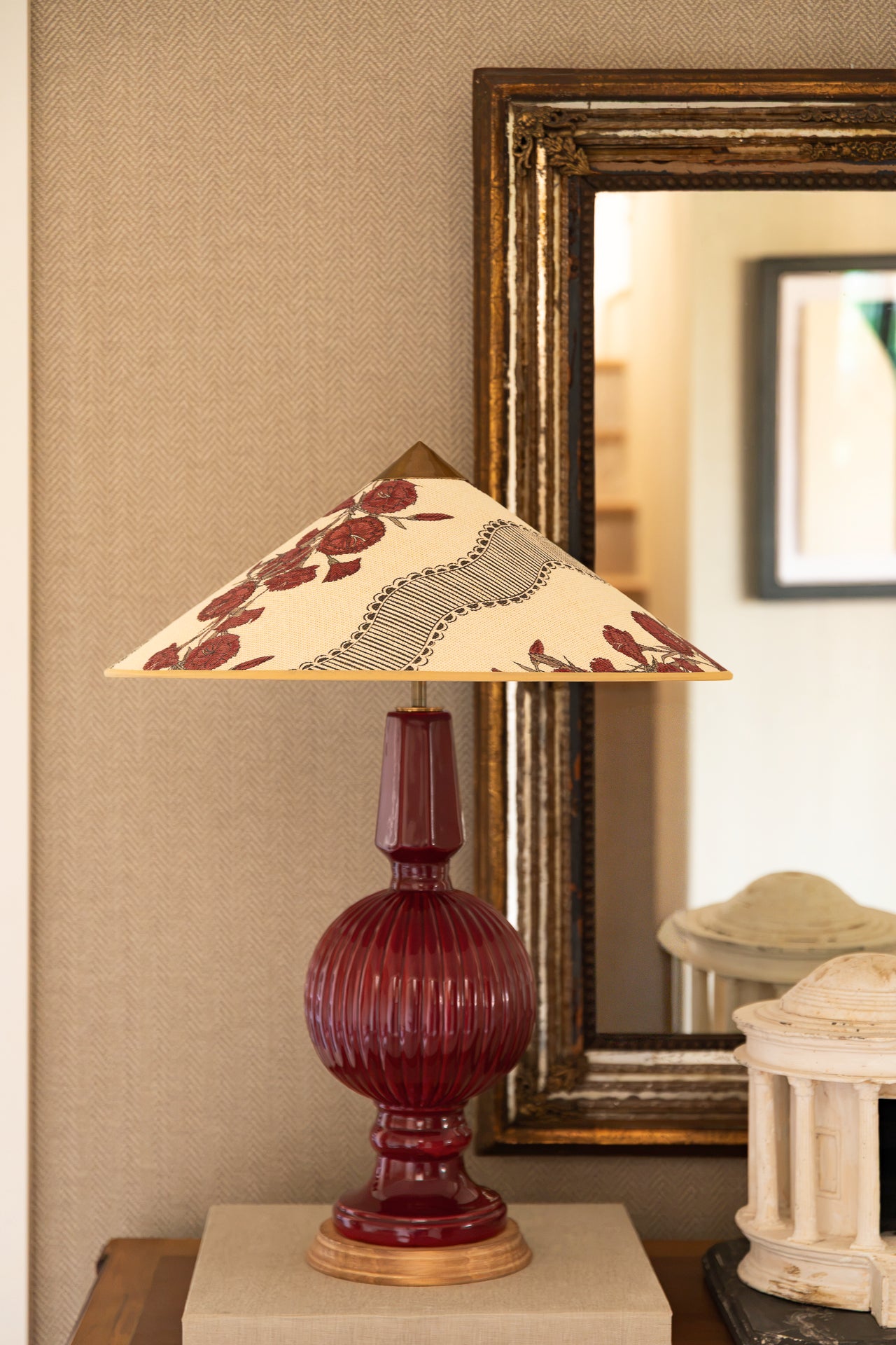 Manises Art Deco Vermillion Red Manises Lamp