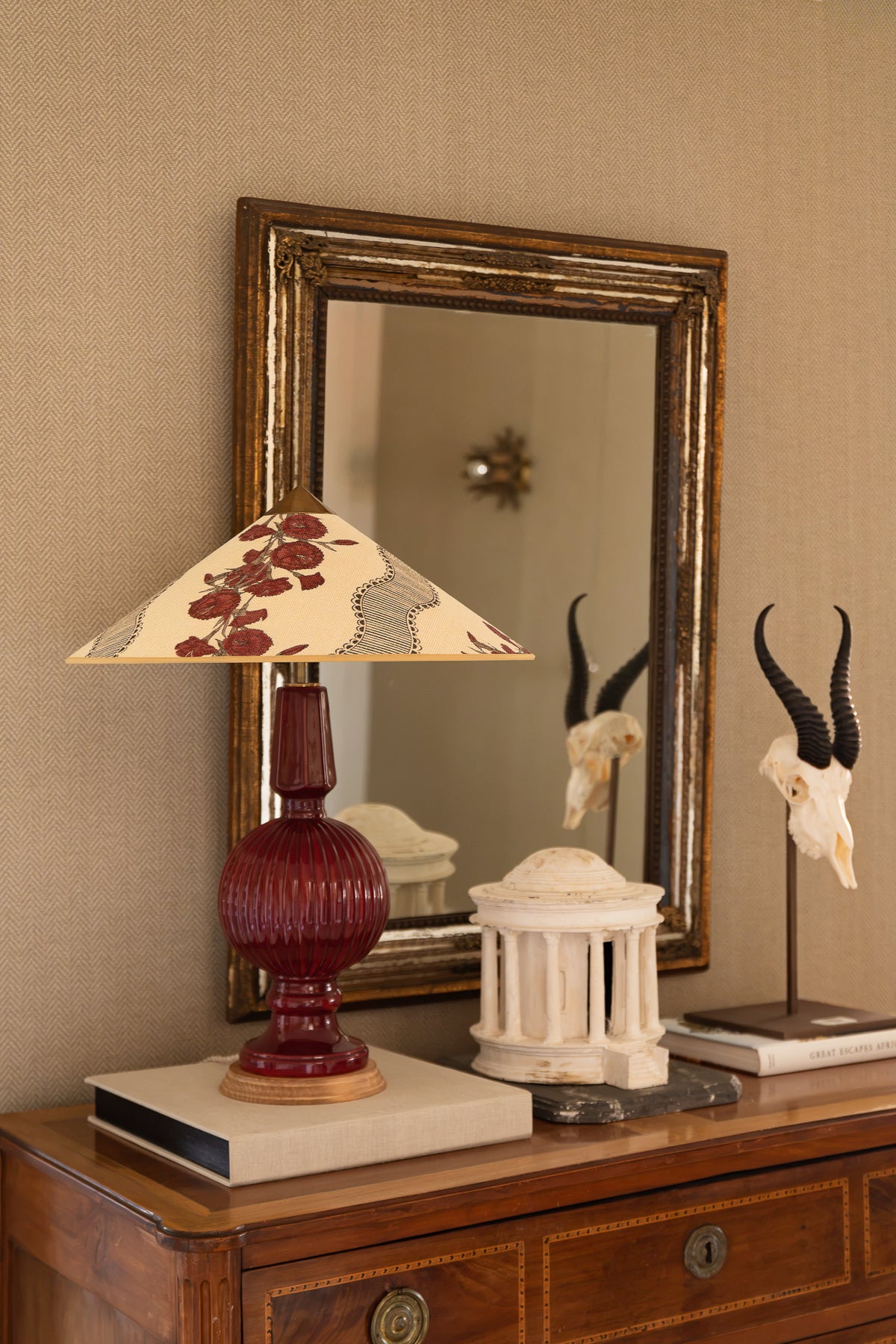 Manises Art Deco Vermillion Red Manises Lamp