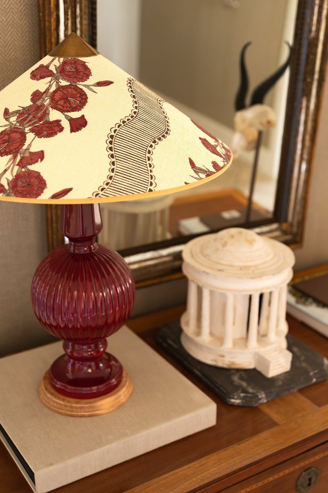Manises Art Deco Vermillion Red Manises Lamp
