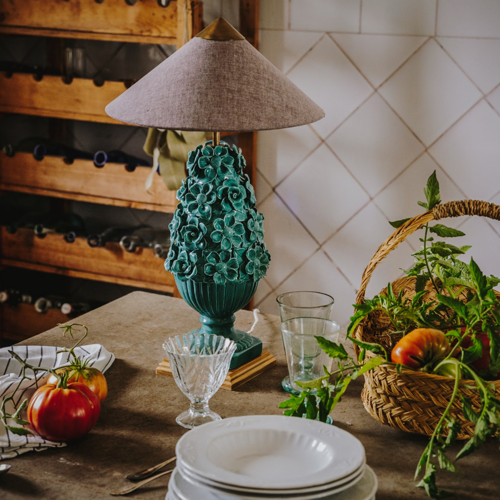 Manises Flora Sea Green Lamp