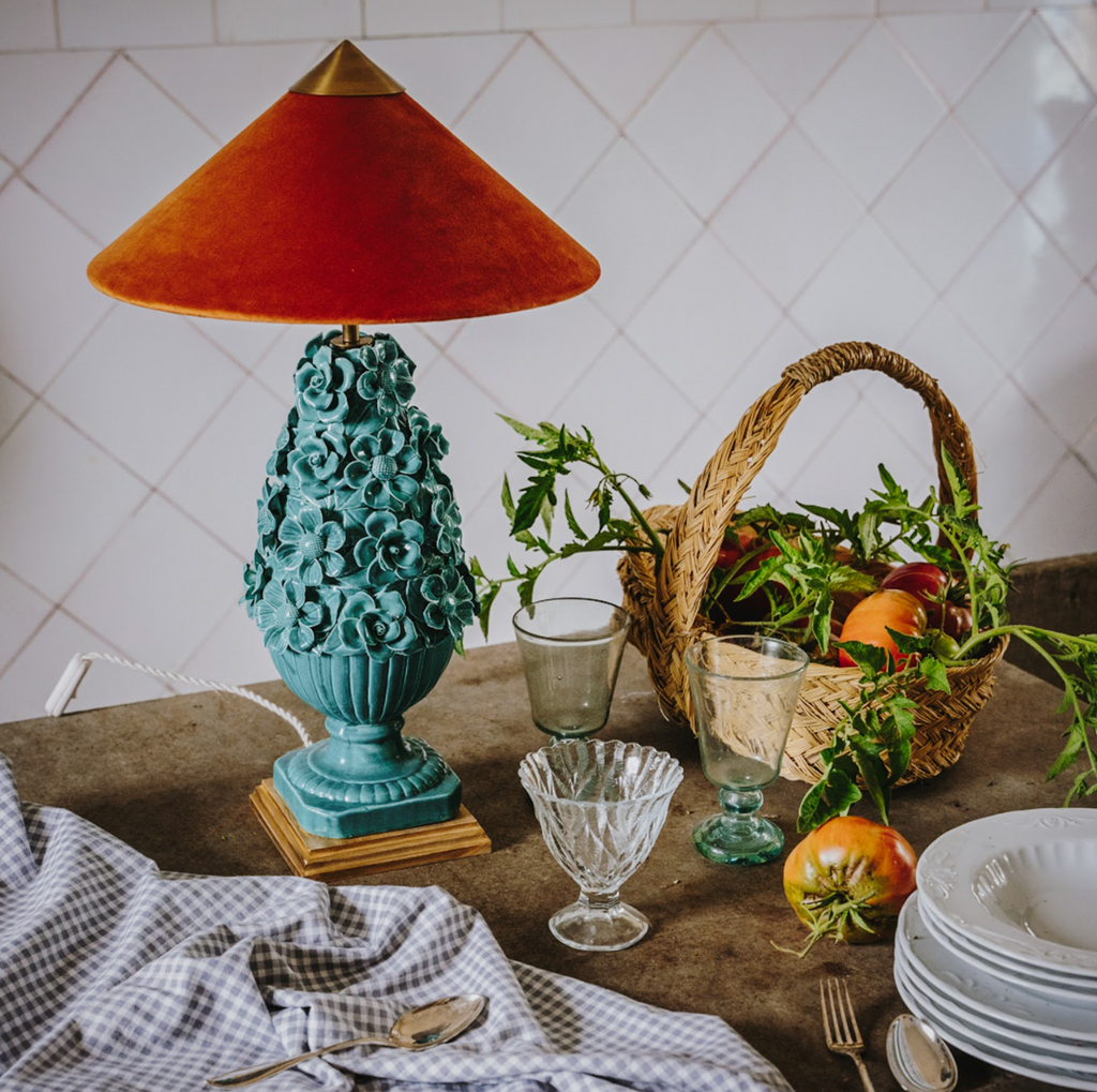 Manises Flora Sea Green Lamp