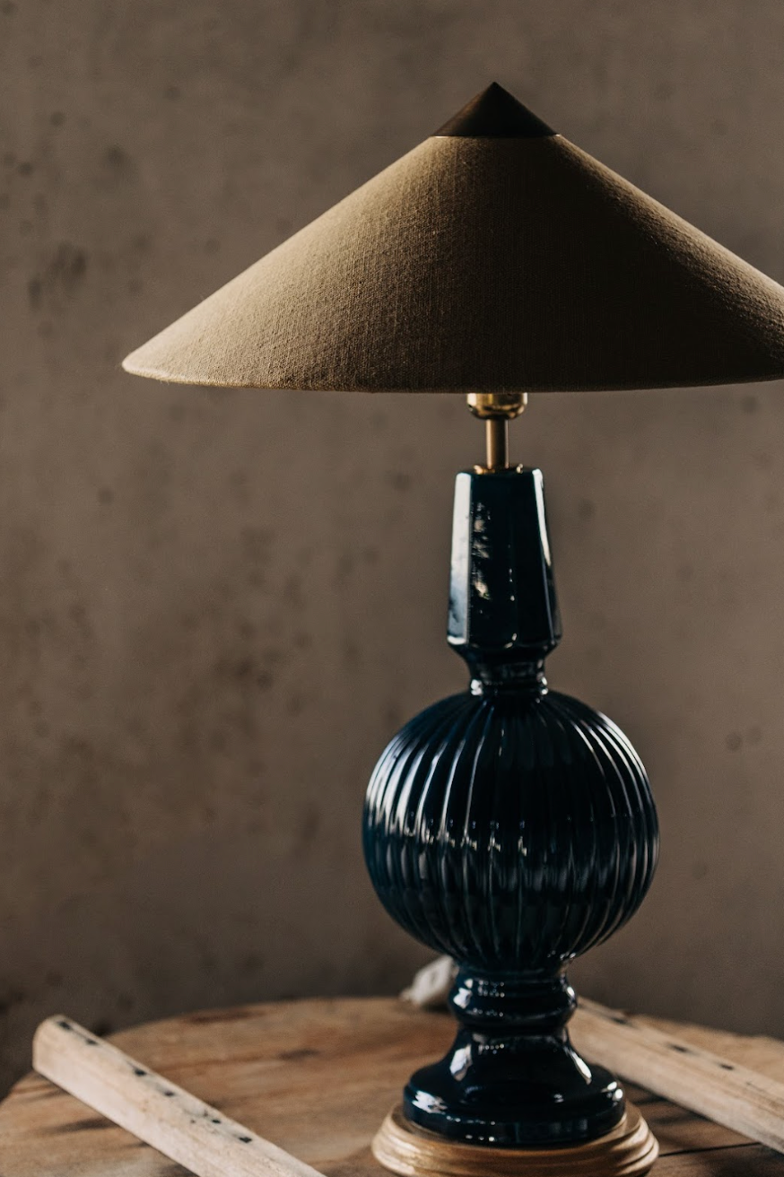 Lámpara de Manises Art Deco Azul Noche