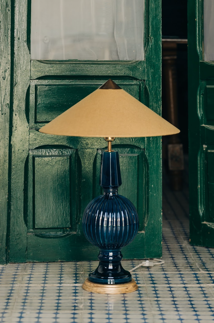 Lámpara de Manises Art Deco Azul Noche