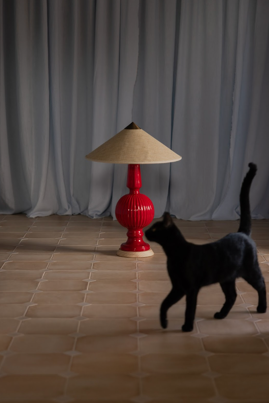 Lámpara de Manises Art Deco Rojo Bermellón