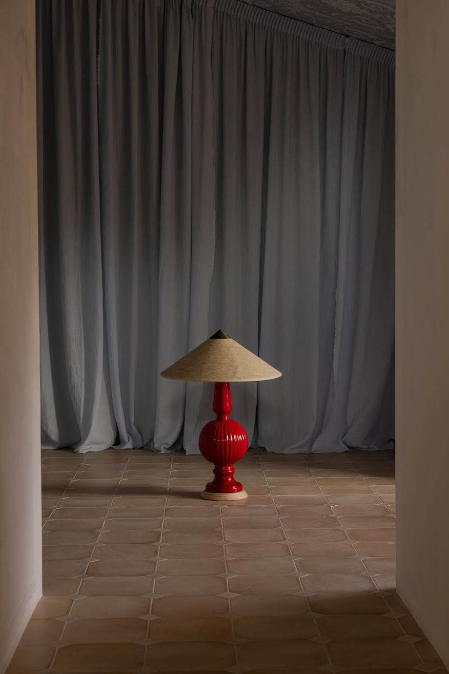 Lámpara de Manises Art Deco Rojo Bermellón