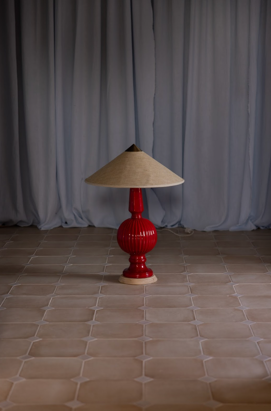 Lámpara de Manises Art Deco Rojo Bermellón