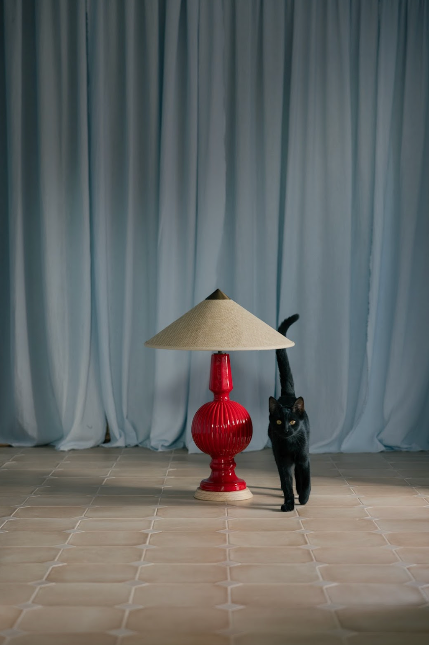 Lámpara de Manises Art Deco Rojo Bermellón