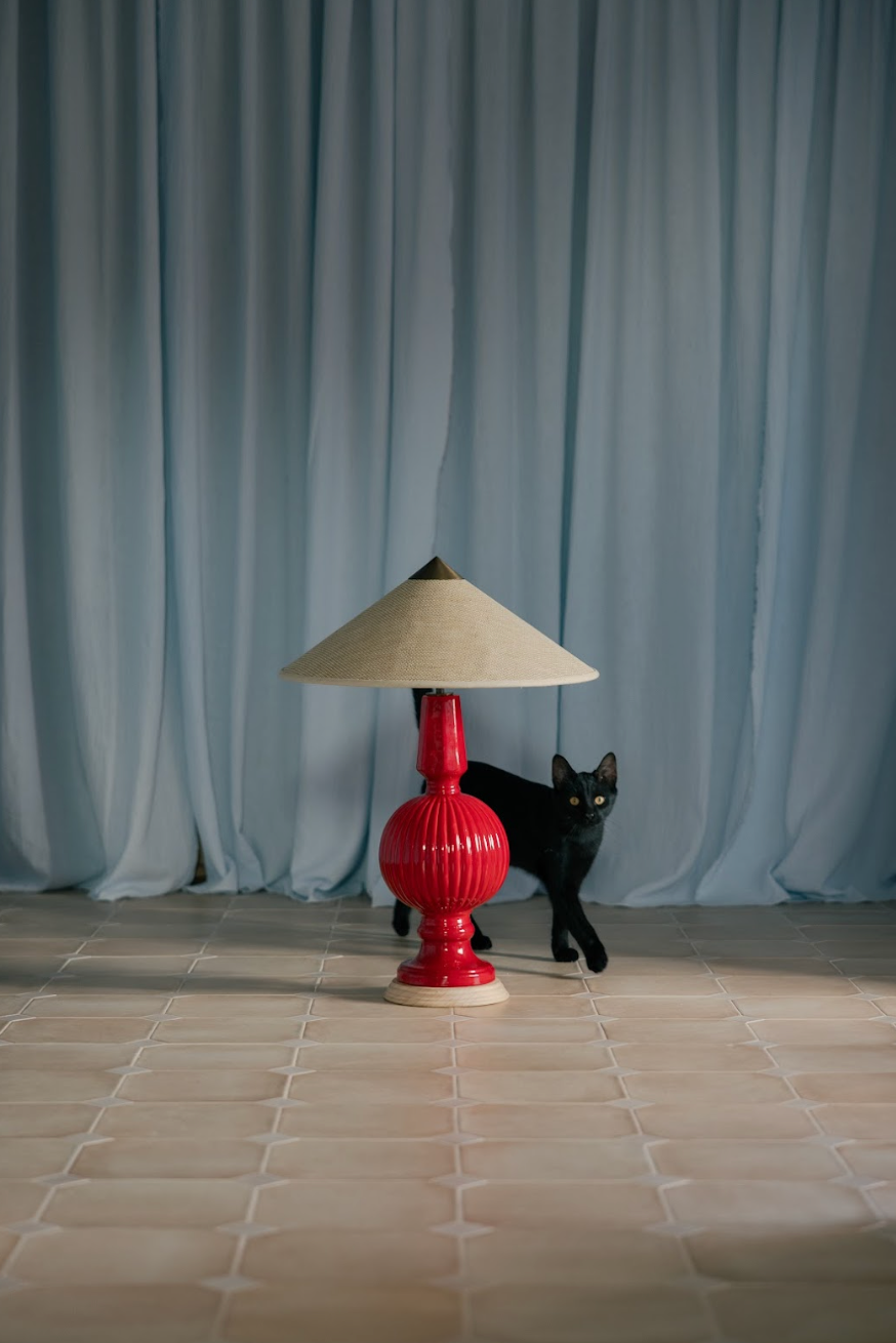 Lámpara de Manises Art Deco Rojo Bermellón