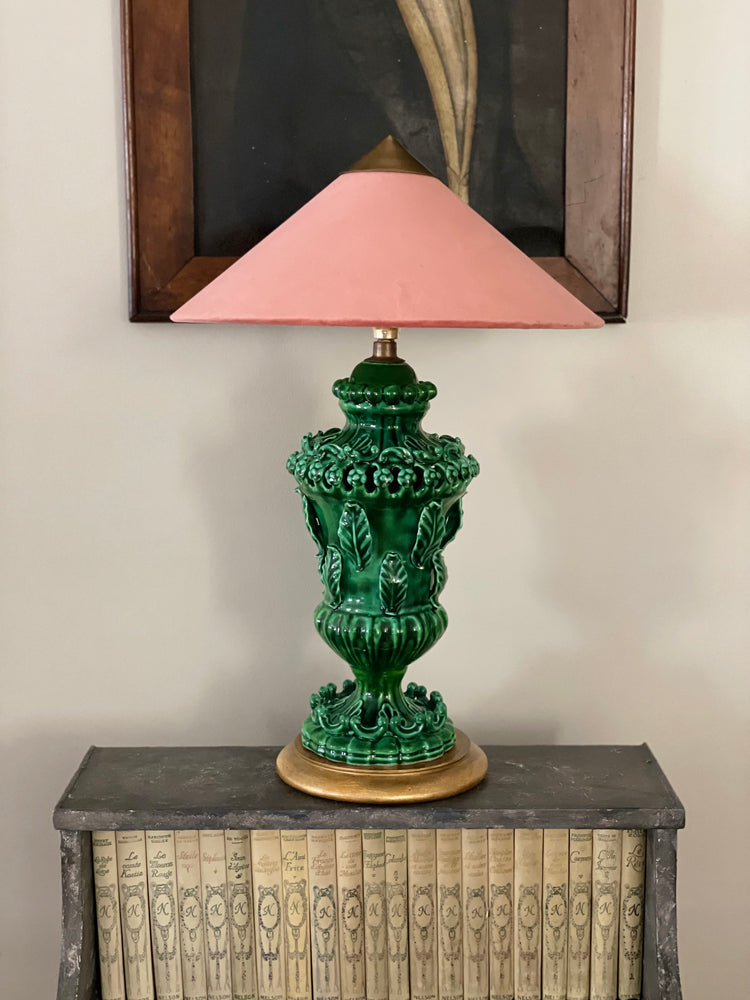 Lámpara de Manises Vintage Hojas Verde